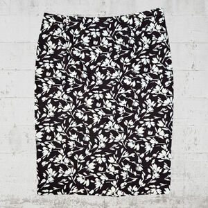 Y2K Lauren Ralph Lauren Brown White Floral Knee Length Straight Skirt Size 6P